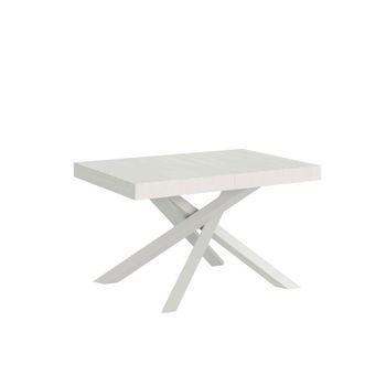 Mesa Extensible 90x120/380 Cm Volantis Fresno Blanco Patas Blanco