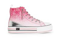 zapatillas deportivas mid de encaje degrade con cordones de pedreria hot pink