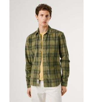 Pepe Jeans para hombre. PM3090833 Camisa Caster verde (S), Casual, Algodón, Manga larga
