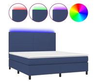 cama box spring colchon y luces led tela azul 180x200 cm diseno plano