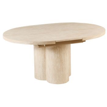 Mesa De Comedor Extensible Tablero Abatible Base De Pedestal Ancho Mdf 120/160 X 76 Cm Muebles De Comedor Minimalista Marrón Claro Moraine