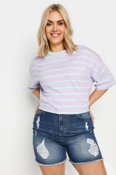 Yours Vaqueros Cortos Azul Medio Con Rotos, Mujer Curvy Y Tallas Grandes, Yours