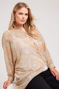 Yours London Curve Pink Paisley Print Longline Shirt, Mujer Curvy Y Tallas Grandes, Yours London