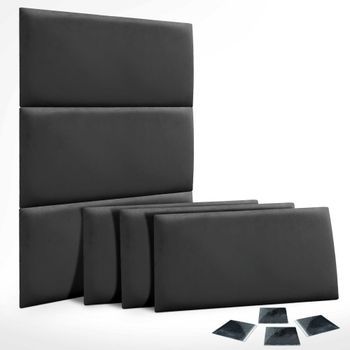 Dhome Juego De 6 Paneles Tapizados De Terciopelo Premium Pack Autoadhesivos Para Pared Acústicos Absorbentes Protección (gris Oscuro, 60x50cm,x6)