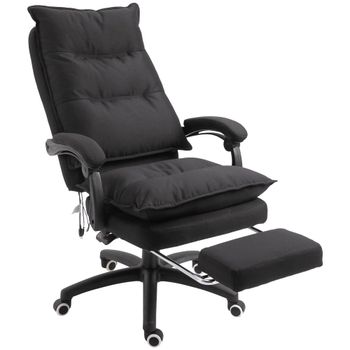 Silla de oficina de lino negro de 70x62x130 cm.