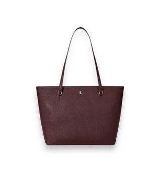Lauren Ralph Lauren para mujer. 431924351026 Bolso tote Karly mediano de piel cruzada granate (OSFA), Casual
