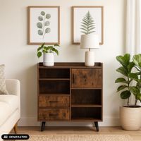comoda con aspecto de madera marronnegro