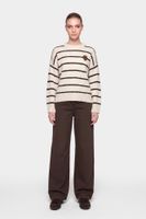 jersey de cuello redondo a rayas con escudo dark chocolate stripe m