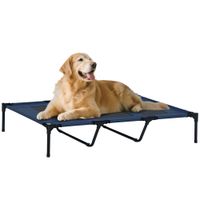 pawhut cama elevada para mascotas transpirable tela oxford ideal para dormir y relajarse en interiores y exteriores 122x92x23cm azul   aosom espana