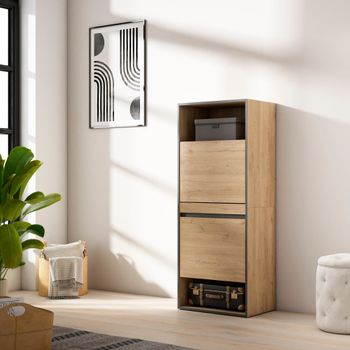 Zapatero efecto madera roble 60x35x145cm