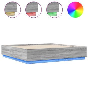Estructura Cama Con Luces Led Madera Gris Sonoma 180x200 Cm Vidaxl