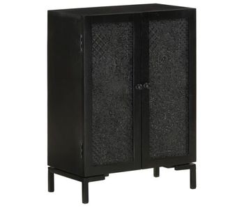 Vidaxl aparador de hierro y madera maciza de mango negro 55x30x77 cm