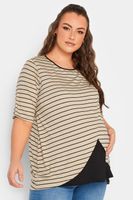 bump it up maternity camiseta lactancia beige de rayas