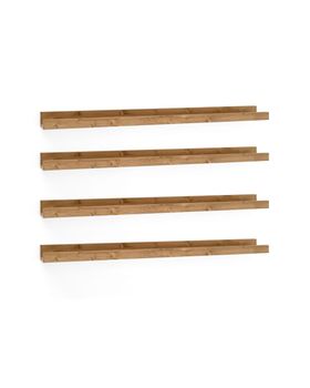 Pack 4 estantes de madera maciza flotante tono envejecido 100x7cm