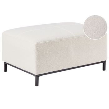 Otomana Rectangular Minimalista Reposapiés Tapizado En Bouclé Blanco Moderno Oslo