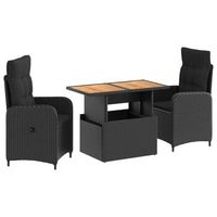 juego de comedor para exteriores 3 uds negro vidaxl
