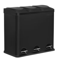 cubo de basura de pedal de 54l de acero negro
