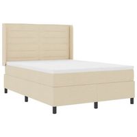 cama box spring led con colchon crema 140 x 190 cm tela vidaxl