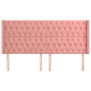 Cabecero Cama Mueble De Dormitorio Con Orejas De Terciopelo 203 X 16 X 118/128 Cm Rosa M02_0004110