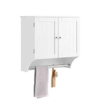 Mueble De Pared Armario Suspendido Con 2 Puertas Armario Colgante Para Baño Con Toallero Blanco 60 X 30 X 60 Cm Bzr84-w Sobuy Es