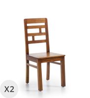 set de 2 sillas de madera marron