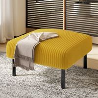 taburete reposapies - mueble para salon - pana y metal - amarillo 56x51x39cm