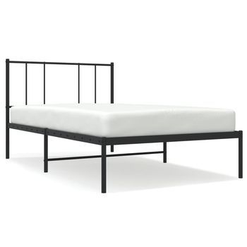 Estructura De Cama Con Cabecero Metal Negro 100x200 Cm