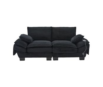 Sofá modular 2 plazas - amplia superficie de asiento, diseño ergonómico, espuma de alta densidad, puerto usb-c y bolsillos laterales - negro