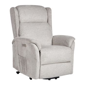 Sillón Reclinable Eléctrico Moderno De Tela Con Función De Elevación Gris Claro Elegy
