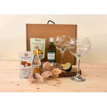 Regalo San Valentin Con Pack Para Gin Tonic Con Copas, Ginebrattanqueray Y Bombones De Almendra Caramelizada