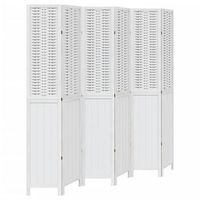biombo separador de 6 paneles madera maciza paulownia blanco vidaxl