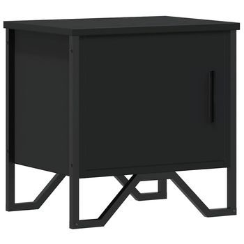 Mesita De Noche 40x30x40 Cm Madera Y Metal Trabajados - Negro