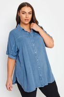 yours camisa algodon de cambray azul mujer curvy y tallas grandes yours