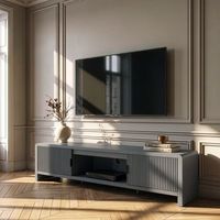 mueble de tv lukkodso con 2 puertas  mdf 150x40x40cm - gris encasa