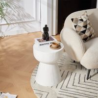 mesa auxiliar interior y exterior en magnesita blanca