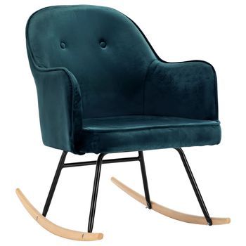 Silla Mecedora | Sillón Balancín Relax De Terciopelo Azul