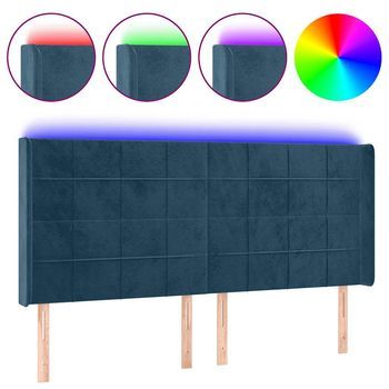 Cabecero Con Led De Terciopelo Azul Oscuro 203x16x118/128 Cm Vidaxl