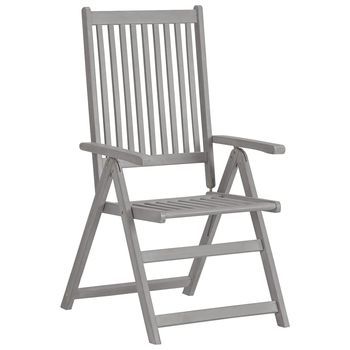 Pack 2 Uds Sillas De Jardín | Silla De Exterior | Sillón Reclinables Madera Maciza De Acacia Gris