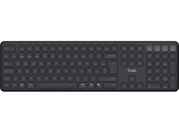 Teclado inalámbrico - Trust Vaiya, Inalámbrico, Multidispositivo, Tamaño completo, Negro
