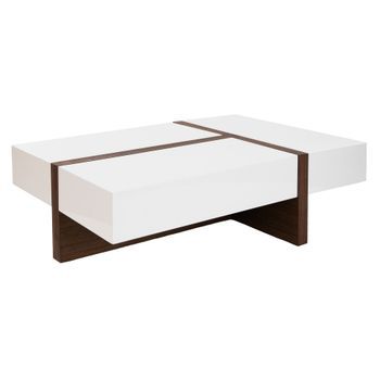 Mesa Centro Rectangular Madera Blanco Y Nogal Angel Cerdá 2060 120x70x35