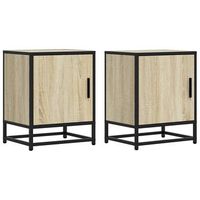 juego de 2 mesitas de noche - mesillas madera ingenieria roble sonoma 40x31x50cm mc6070