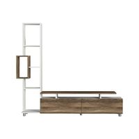 mueble tv con estante tulipa nogal blanco