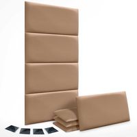 dhome juego de 8 paneles tapizados de polipiel premium pack autoadhesivos para pared acusticos absorbentes proteccion marron claro 60x50cm x8