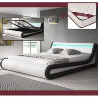 cama canape de matrimonio parisina color blanco y negro 150x190cm con colchon pro nature