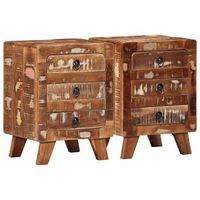 mesilla de noche 2 uds 37x32x50 cm madera maciza reciclada vidaxl