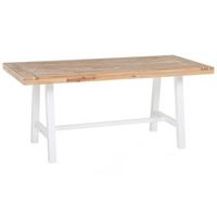 mesa de comedor de madera de acacia clara y blanco 170 x 80 cm para exterior o interior scania