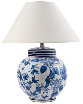 Lámpara de mesa  porcelana blanco azul