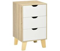 homcom comoda con 3 cajones y base elevada cajonera de armario para dormitorio salon pasillo estilo moderno antivuelco 40x35x685 cm natural y blanco