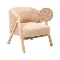 sillon de salon moderno patas de madera de caucho tejido boucle beige skei