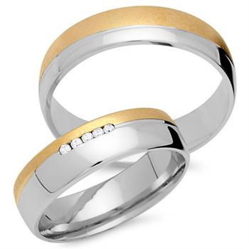 Alianzas 18 quilates oro amarillo-blanco 5 diamantes